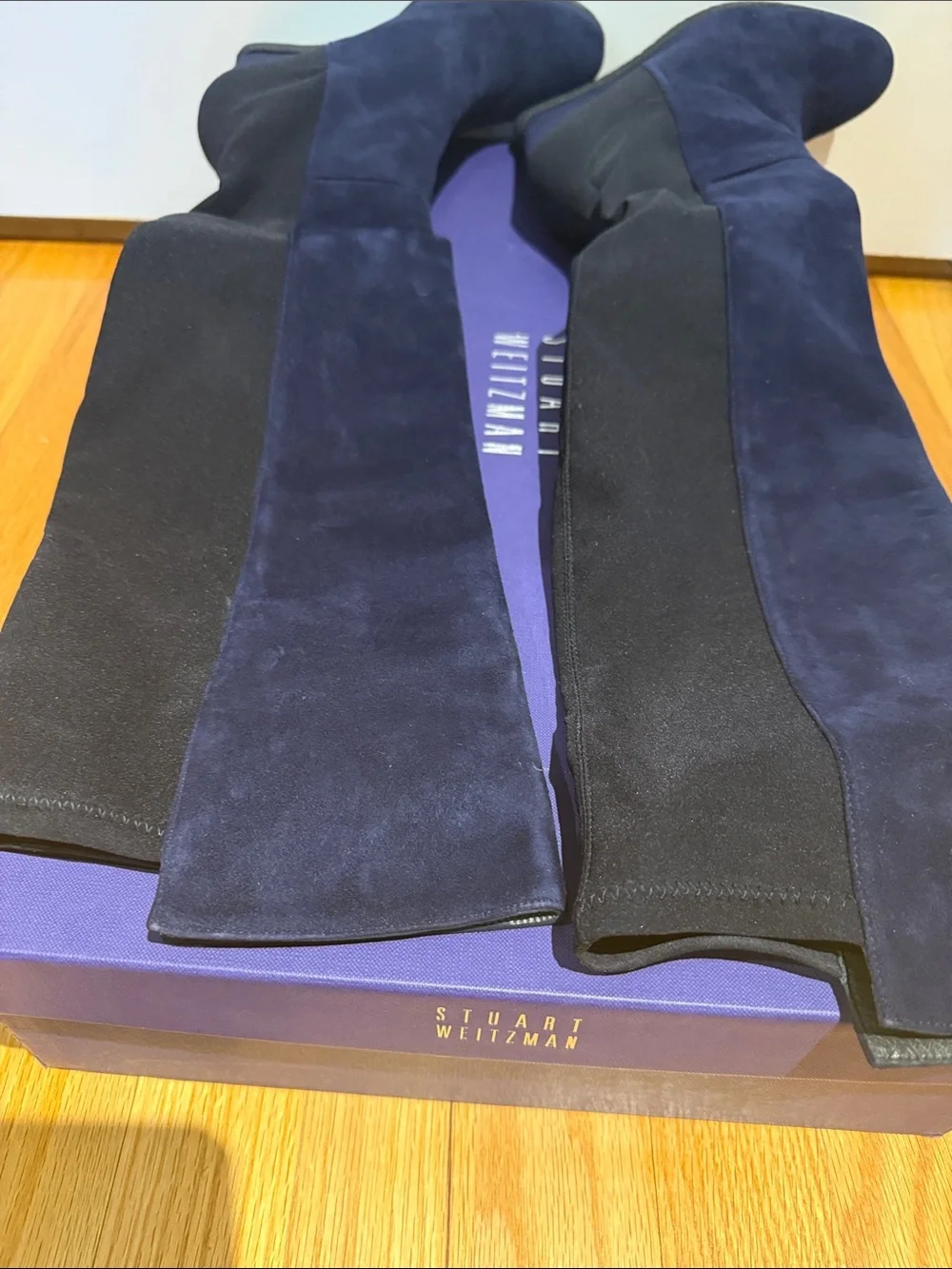 Stuart Weitzman Navy Suede Over-the-Knee Boots